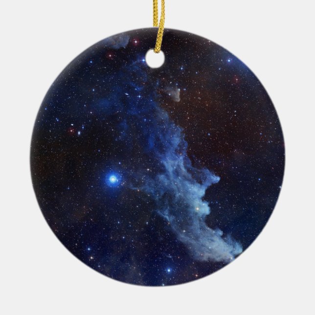 Witch Head Nebula Blue Space Ceramic Ornament (Front)