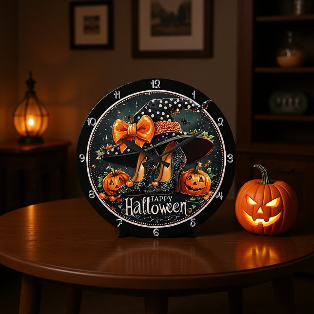 Witch Heels and Happy Halloween Large Clock (Creator Uploaded)
