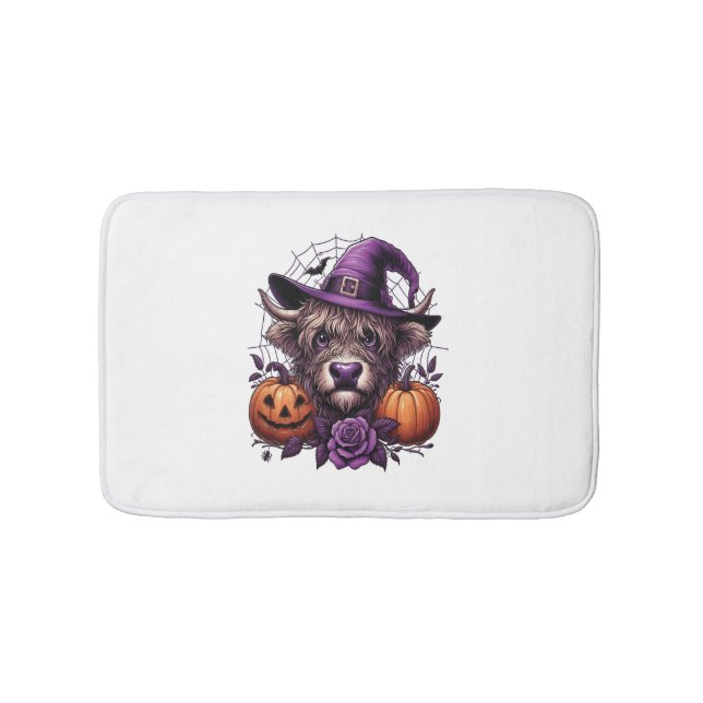 Witch Highland Halloween Cow Bath Mat (Front)