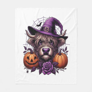 Witch Highland Halloween Cow Fleece Blanket