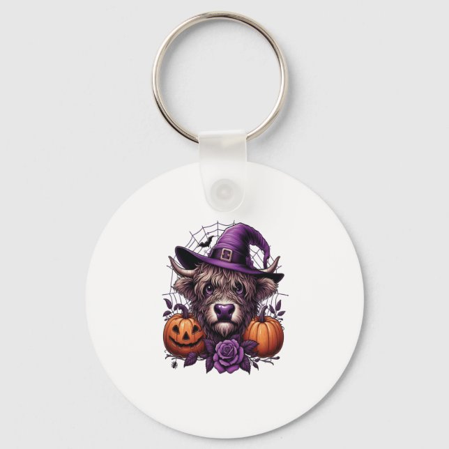 Witch Highland Halloween Cow Key Ring (Front)