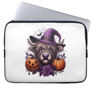 Witch Highland Halloween Cow Laptop Sleeve