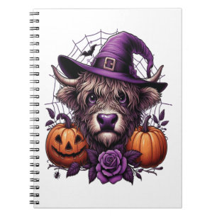 Witch Highland Halloween Cow Notebook