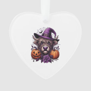 Witch Highland Halloween Cow Ornament