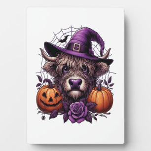 Witch Highland Halloween Cow Plaque