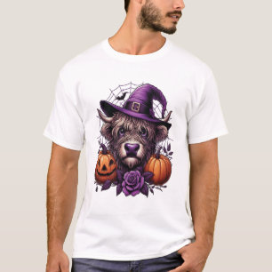 Witch Highland Halloween Cow T-Shirt