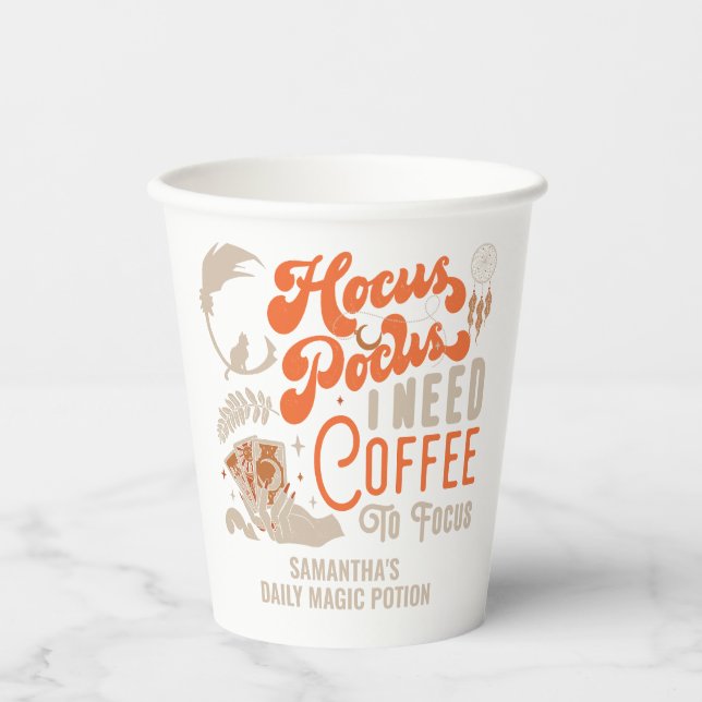 Witch Hocus Pocus Coffee To Focus Potion Halloween Paper Cups (Front)
