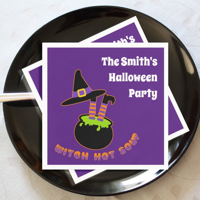 Witch Hot Soup Funny Halloween Custom Name Napkin (Creator Uploaded)