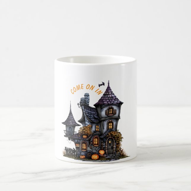 Witch House With "Come On In" Greeting Coffee Mug (Center)