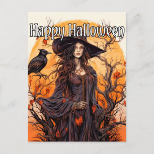 Witch Illustration   Happy Halloween Postcard