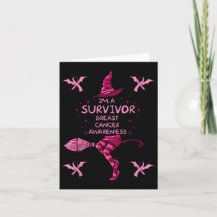 Witch Im A Survivor Halloween Breast Cancer Awaren Card