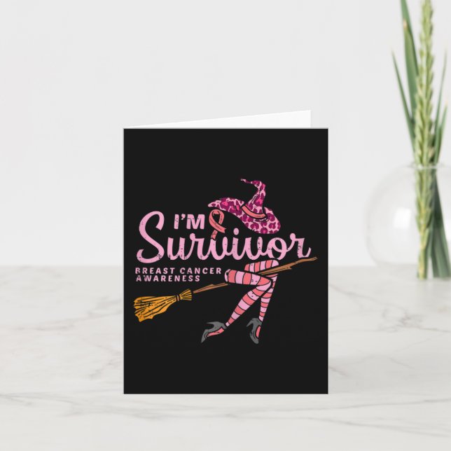 Witch Im A Survivor Halloween Breast Cancer Awaren Card (Front)