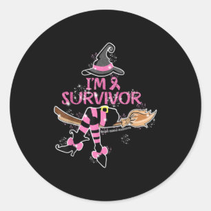 Witch Im A Survivor Halloween Breast Cancer Awaren Classic Round Sticker