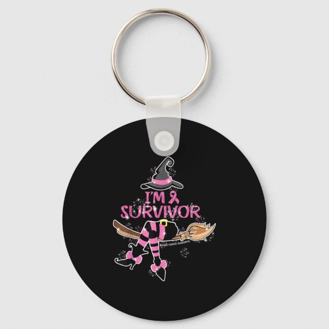 Witch Im A Survivor Halloween Breast Cancer Awaren Key Ring (Front)