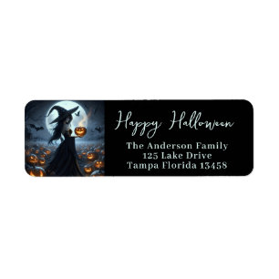 Witch in a Pumpkin Patch Return Address Label