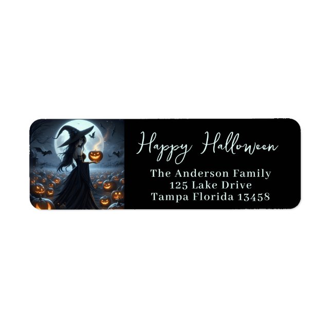 Witch in a Pumpkin Patch Return Address Label (Front)