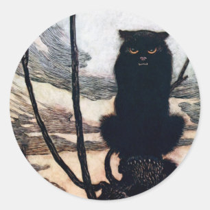 Witch in Cat Form Classic Round Sticker
