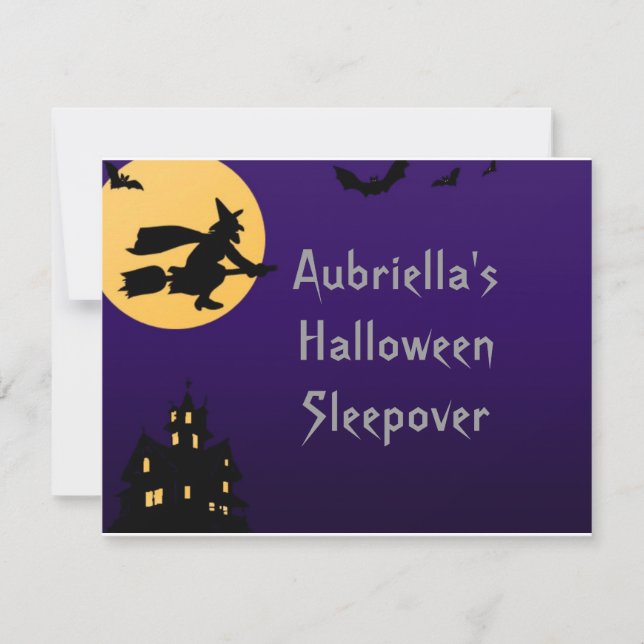 "Witch In Flight at Midnight" - (Personalised Slee Invitation (Front)