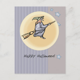 Witch in Moonlight Halloween Postcard