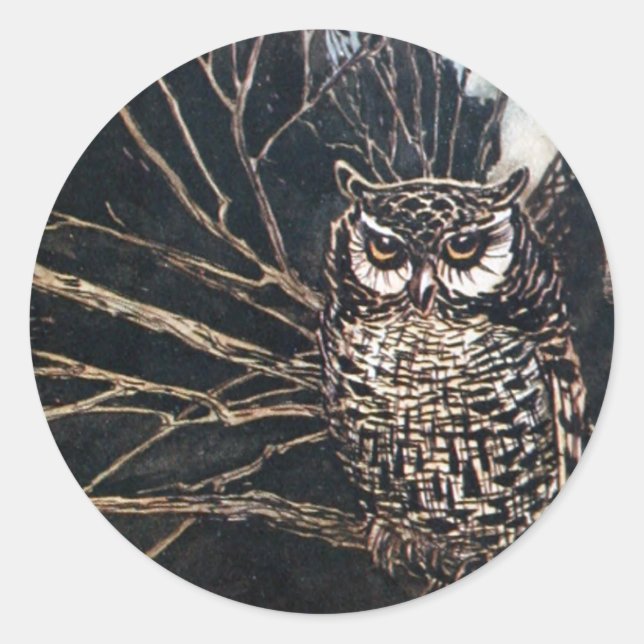Witch in Owl Form Classic Round Sticker (Front)