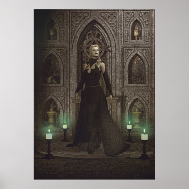 Witch in the castle prepares magic ritual poster (Front)