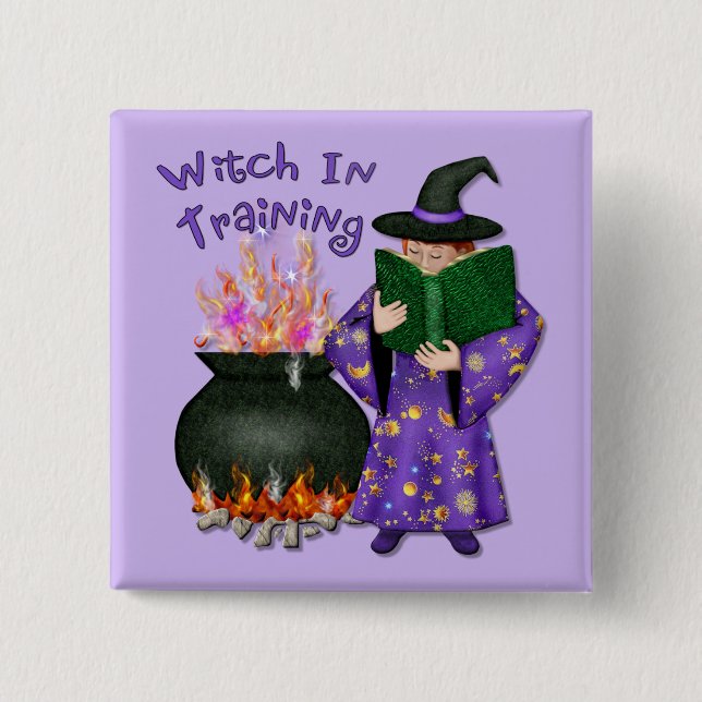 Witch in Training 15 Cm Square Badge (Front)