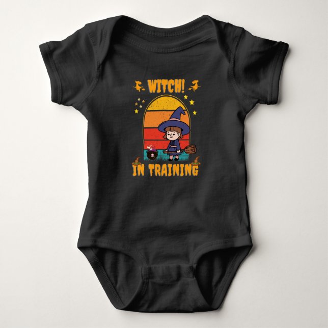 Witch in training baby bodysuit (Front)