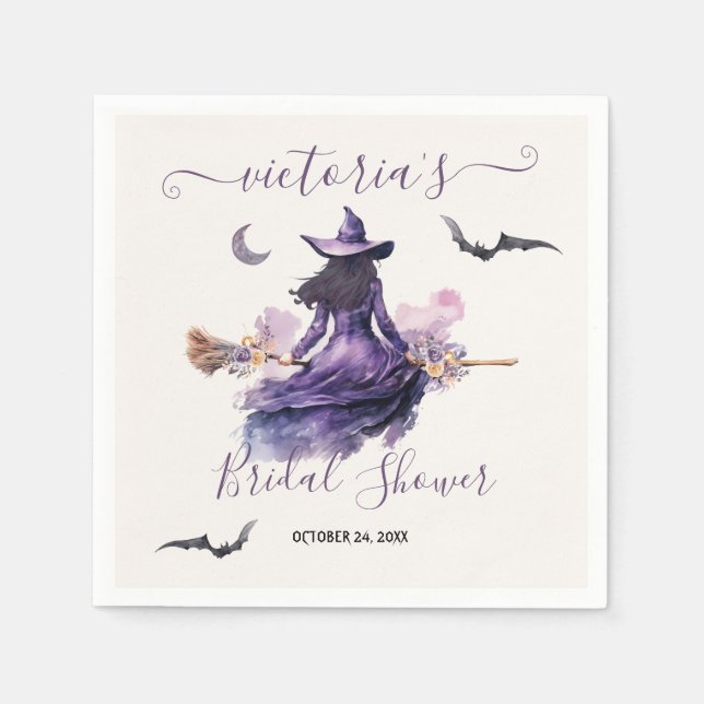 Witch is getting Hitched Halloween Bridal Shower Napkin (Front)