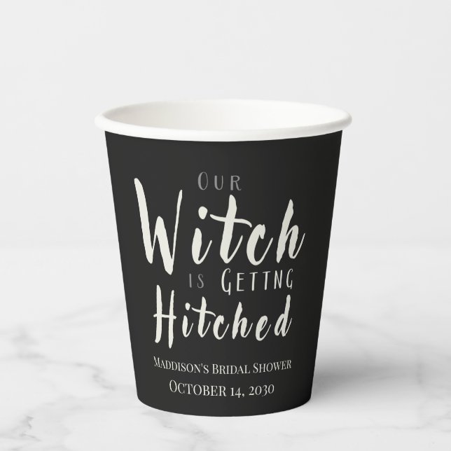 Witch Is Getting Hitched Halloween Bridal Shower  Paper Cups (Front)
