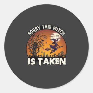 Witch Is Taken Broom Tree Graveyard Halloween_1 Classic Round Sticker