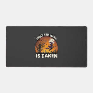 Witch Is Taken Broom Tree Graveyard Halloween_1 Desk Mat