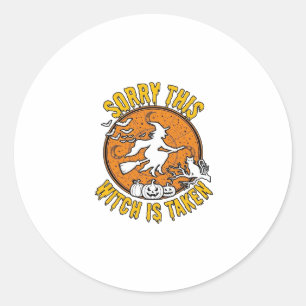 Witch Is Taken Halloween Pumpkins Cat_1 Classic Round Sticker