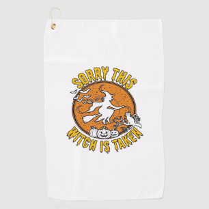Witch Is Taken Halloween Pumpkins Cat_1 Golf Towel