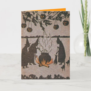 Witch Jack O' Lantern Cauldron Owl Card