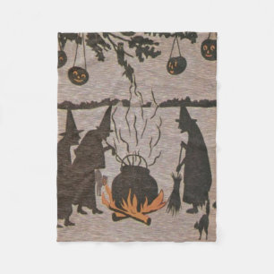 Witch Jack O' Lantern Cauldron Owl Fleece Blanket