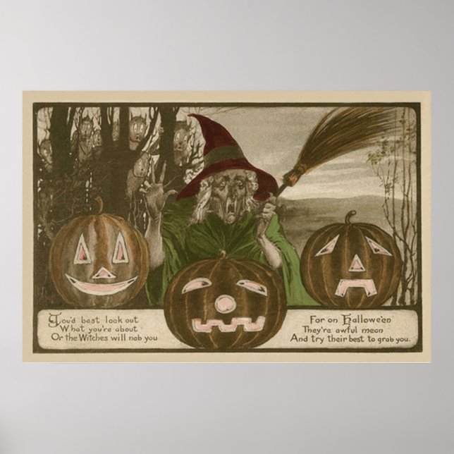 Witch Jack O' Lantern Pumpkin Goblin Poster (Front)