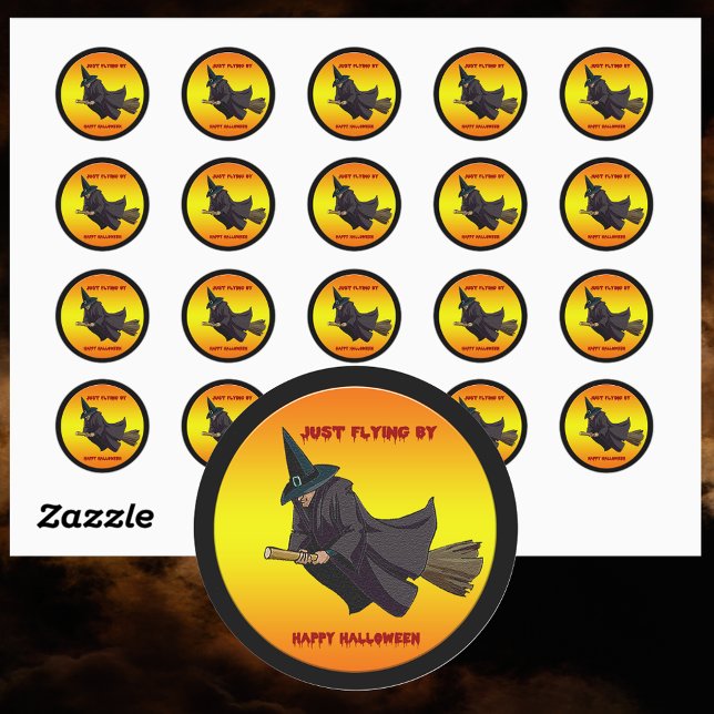 Witch Just Flying By Halloween Sticker (Witch Just Flying By Halloween Sticker)