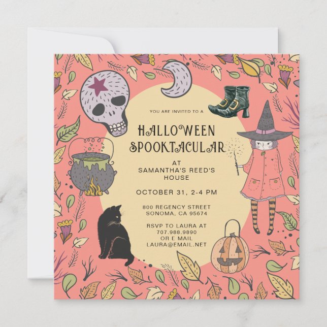 Witch Kid's Halloween Party Invitation (Front)