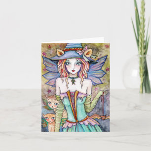 Witch Kitty Cat Bat * Night Walkers * Blank Card