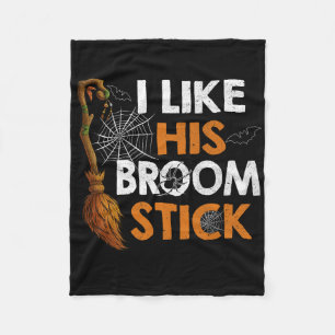 Witch Like His Broom Stick Couple Halloween Costum Fleece Blanket