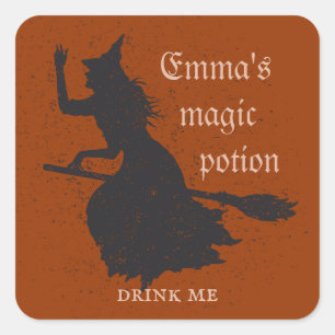 Witch Magic Potion Halloween Grunge Illustration Square Sticker