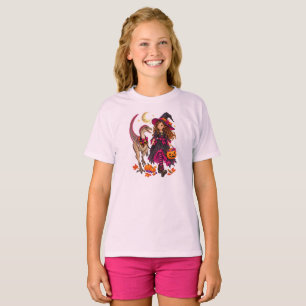 Witch & Masiakasaurus Halloween Trick-or-Treat Tot T-Shirt