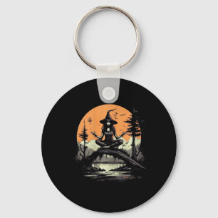 Witch Meditating Halloween Costume Yoga Zen Medita Key Ring