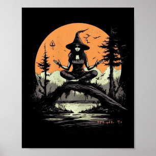 Witch Meditating Halloween Costume Yoga Zen Medita Poster