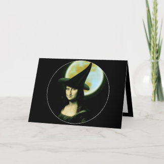 Witch Mona Lisa Halloween Full Moon Card