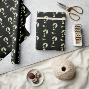 Witch Mona Lisa Halloween Full Moon Wrapping Paper