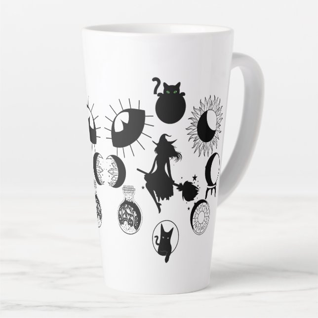Witch moon phase large latte mug, coffee, goth mug (Right Angle)