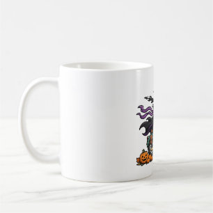 Witch Motorcycle Ride Spooky Halloween Art Coffee Mug