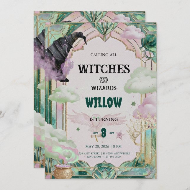 Witch Musical Birthday Invitation Magical Canva (Front/Back)