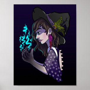 Witch of Invisiblity Teen Girl Anime Illustration Poster